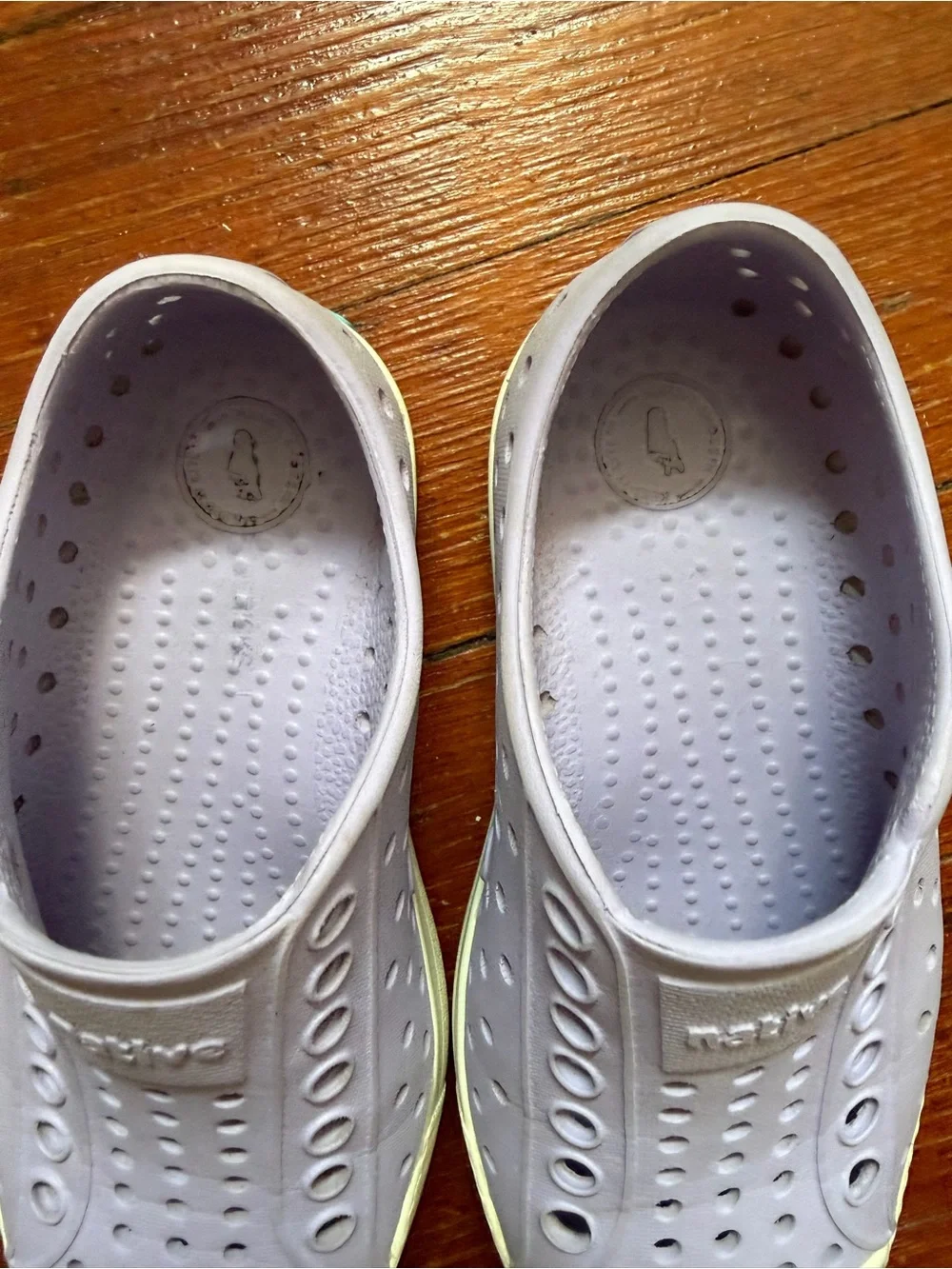 Native Kids Slip-On Water Shoes in Lavender with White Toe